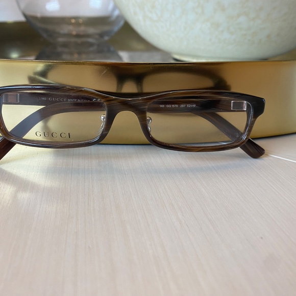 New GUCCI Eyeglasses Frames GG1578 2B7 52-17-140 Brown - Picture 1 of 4